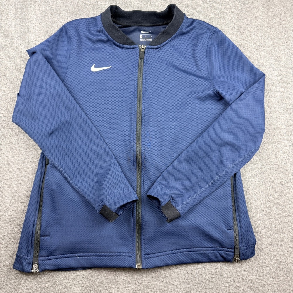 Nike Men's M Medium‎ Full Zip Track Jacket Navy Blue Mesh Bomber Style RN56323